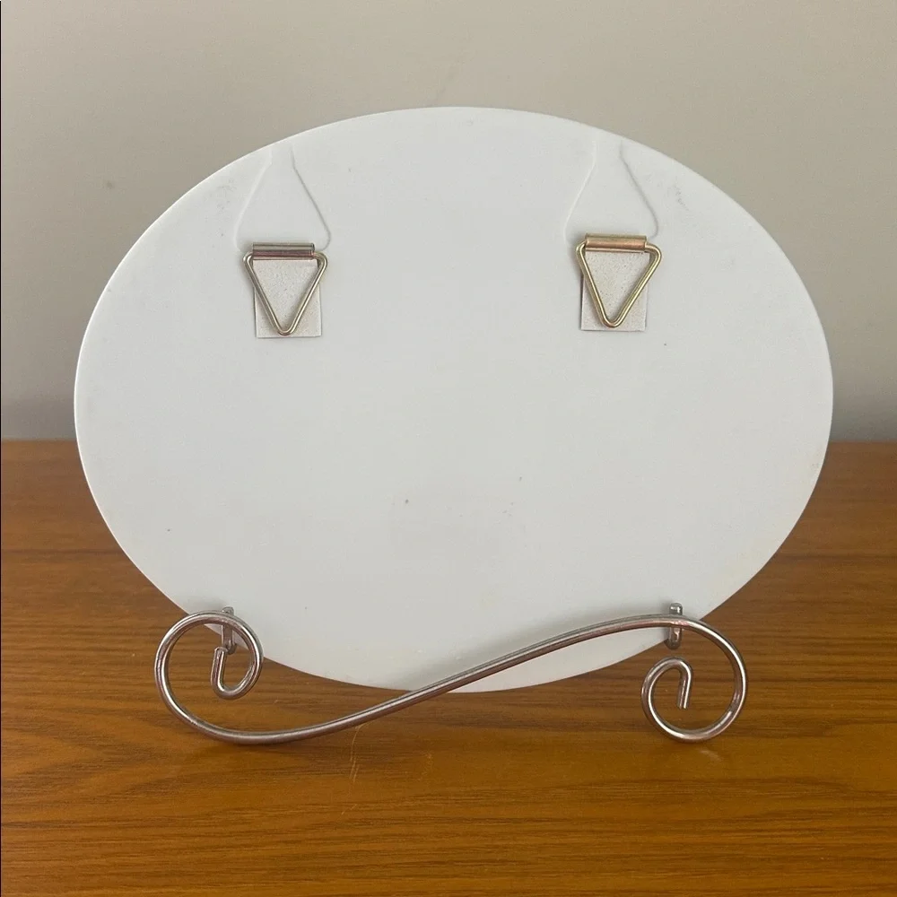 Elegant 25th Anniversary Plaque with Stand. White With Silver Writing. 7x5.5”
